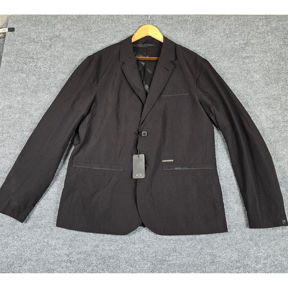Armani‎ Exchange Mens Black Textured Seersucker BlazerSize 44